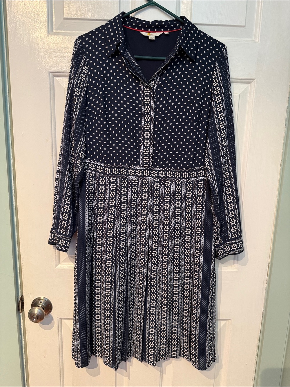 Boden Navy and White Patterned Shirt Dress (8R)
